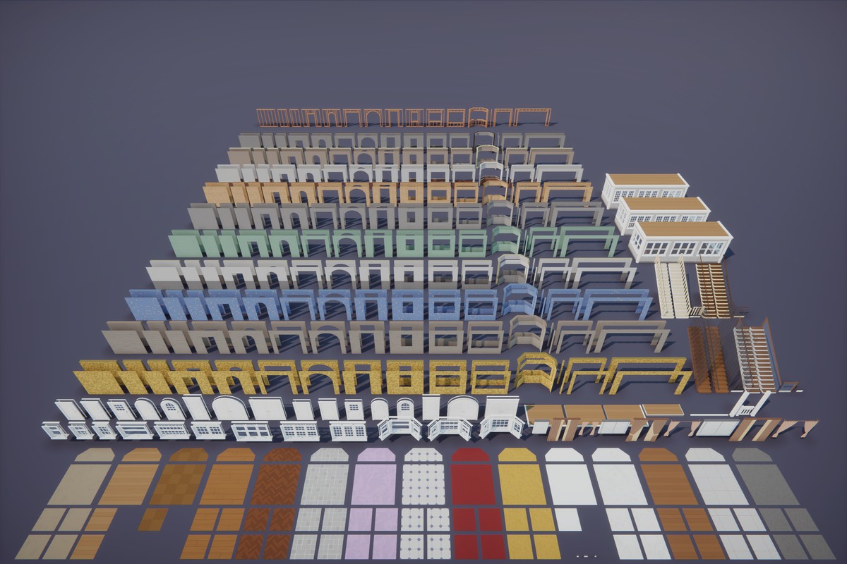 Low Poly Cartoon House Interior & Exterior