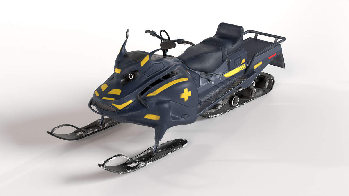 Snowmobile Physics, High Quality Game Ready 3D Model