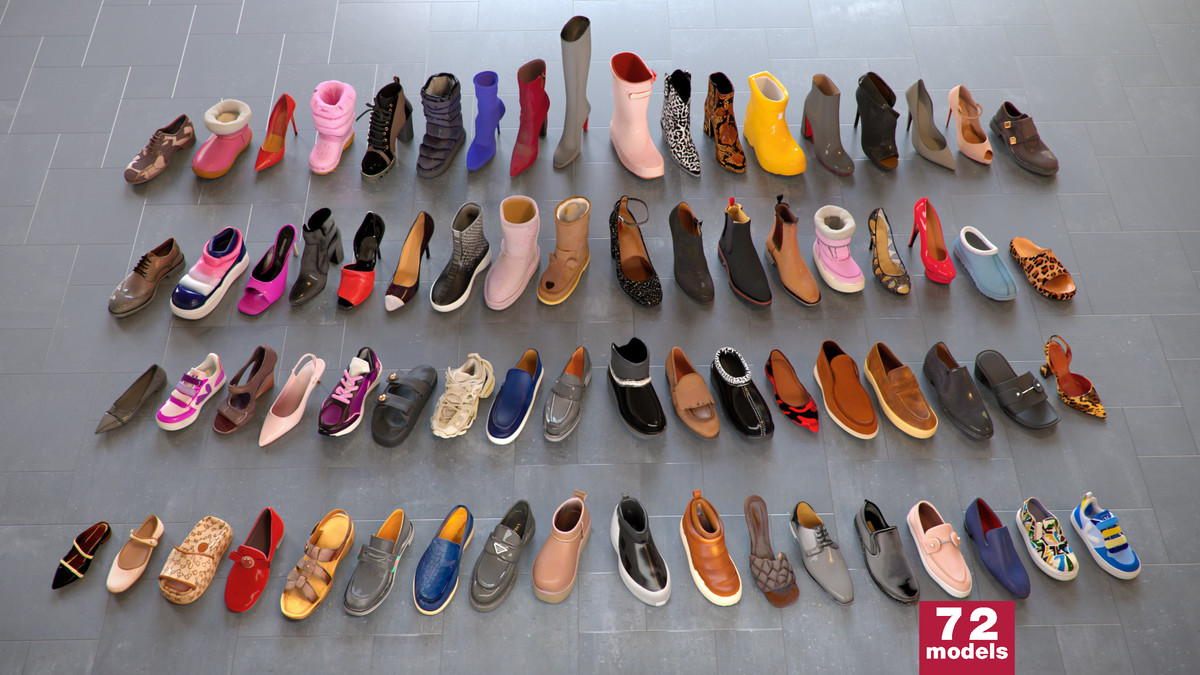 Ultimate Shoe Pack (72 Footwear Low-poly 3D models)