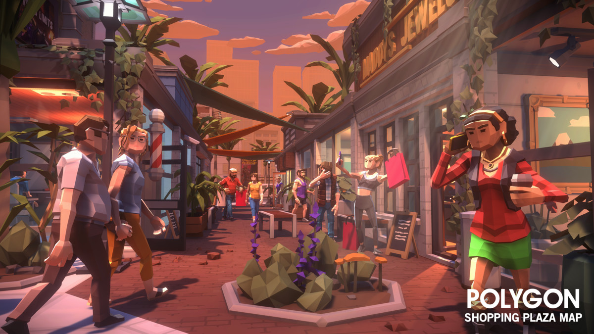 POLYGON - Shopping Plaza Map - Art by Synty