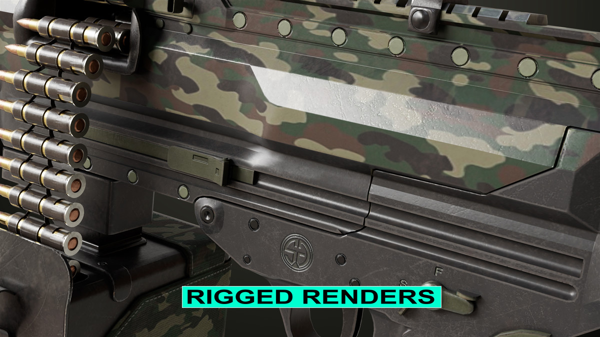 Machine Gun 14 Military Green URP HDRP Textures