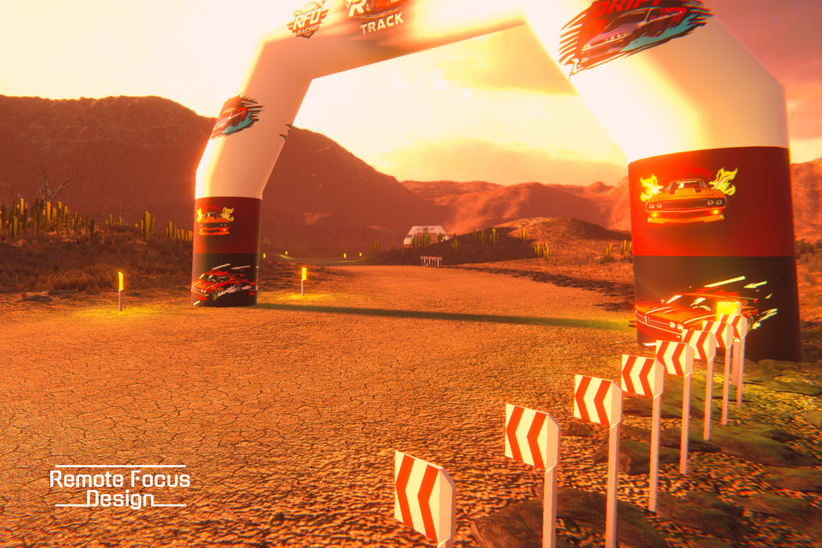 Drift race track Desert at sunset