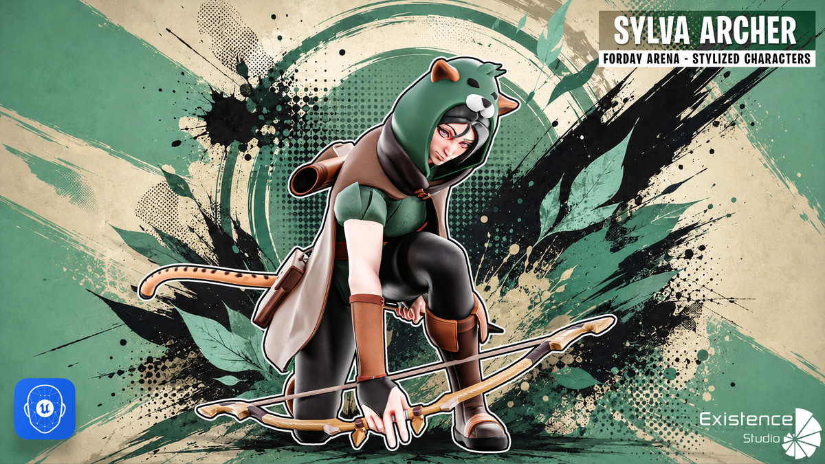 Sylva Archer - Stylized Fantasy Catgirl Character with Bow