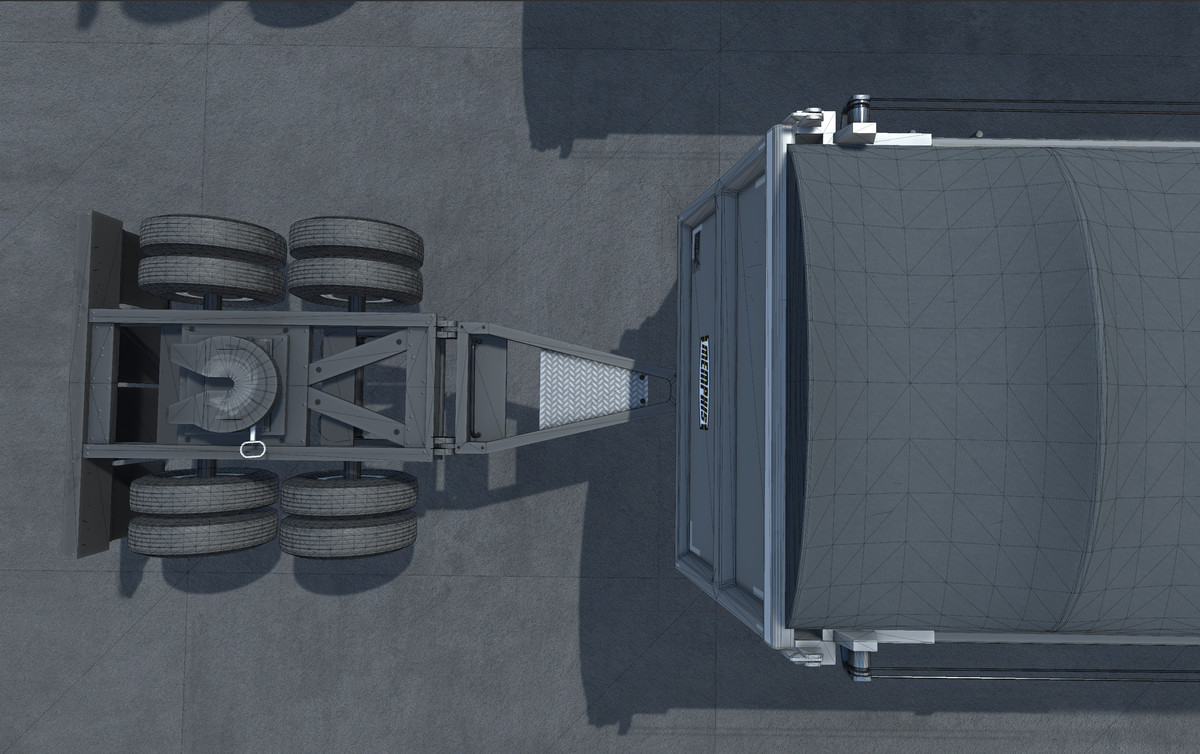 Semitruck with dump trailer