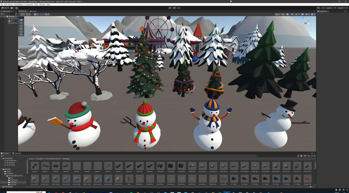 Stylized Lowpoly Winter City Asset Pack