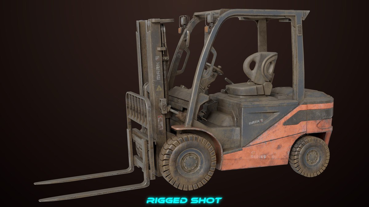 Old Dusty Forklift Truck03 Orange URP HDRP Textures