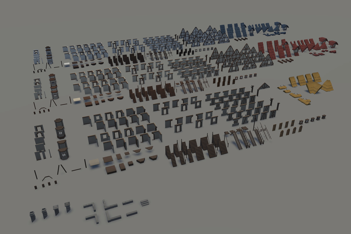 Low Poly Modular Medieval Village Constructor