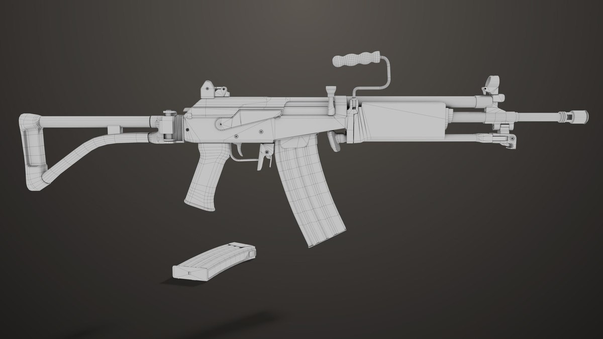 Machine Gun 13 Wood Handle URP HDRP Textures