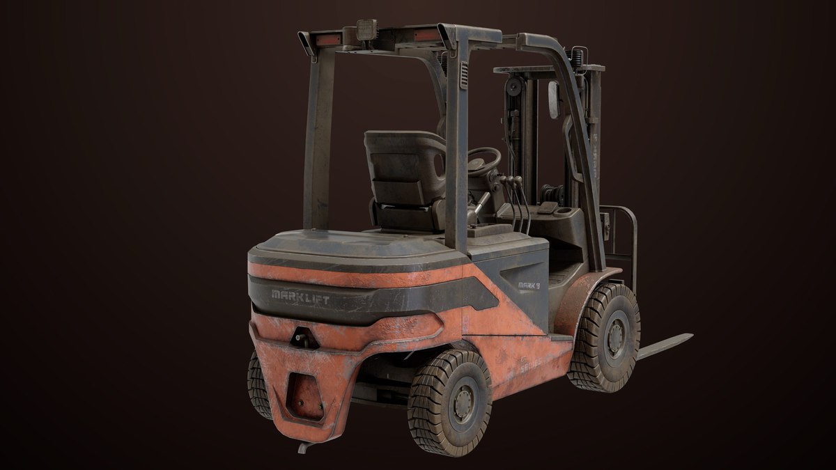 Old Dusty Forklift Truck03 Orange URP HDRP Textures