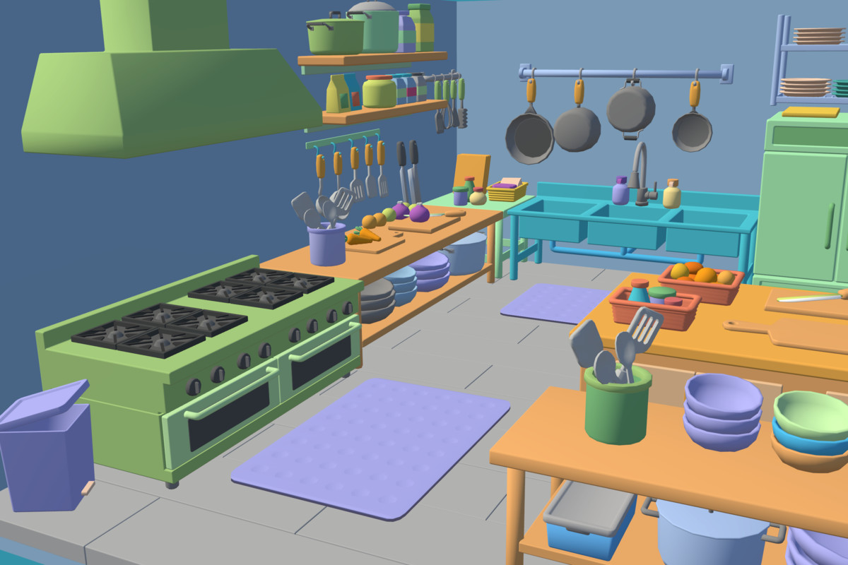 Cute Low Poly Kitchen Pack - Colorful Interior Props