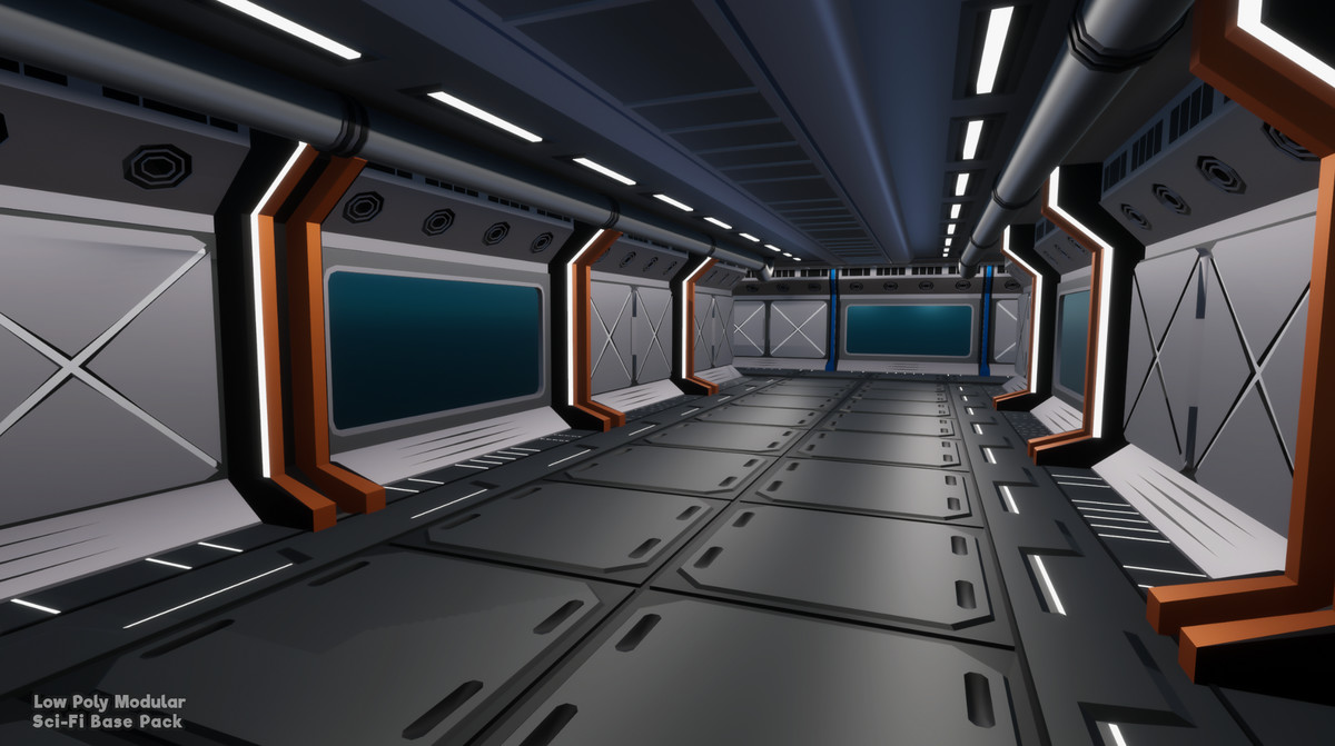 Low Poly Modular Sci-Fi Base Pack