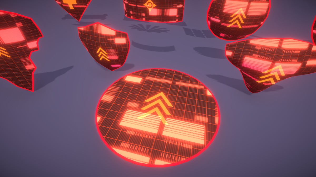 Cyber Neon Defense Shields 3D