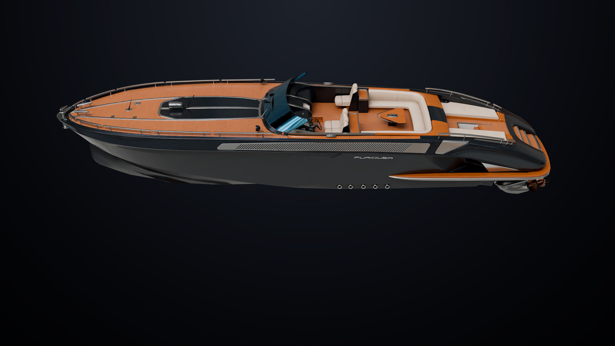 Yacht Boat 01 Black with Interior HDRP URP Textures