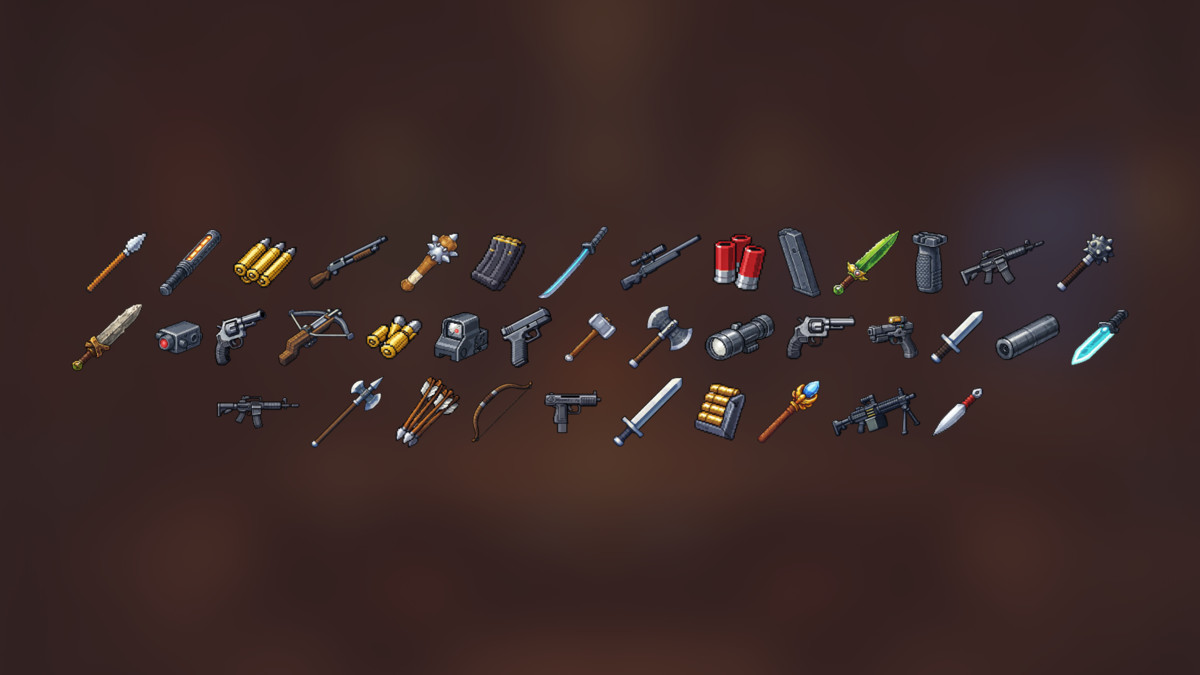 Ultimate Pixel Game Icons Pack for RPG, Survival, Crafting and Action Games