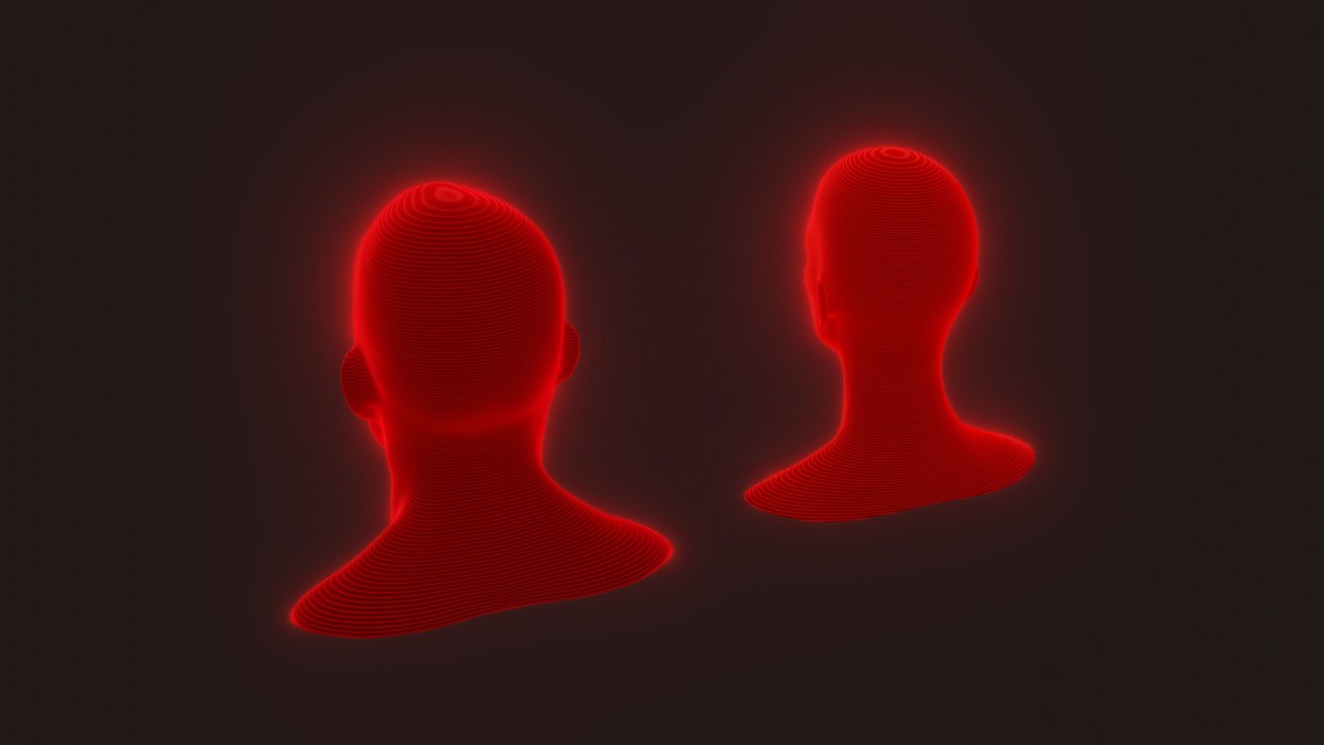 Sci-Fi Red Hologram Male Female Heads 3D Model Pack - Animated, Blend Shapes
