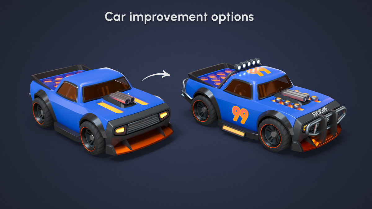 Modular Cyber Racing Cars - Low Poly 3D Models