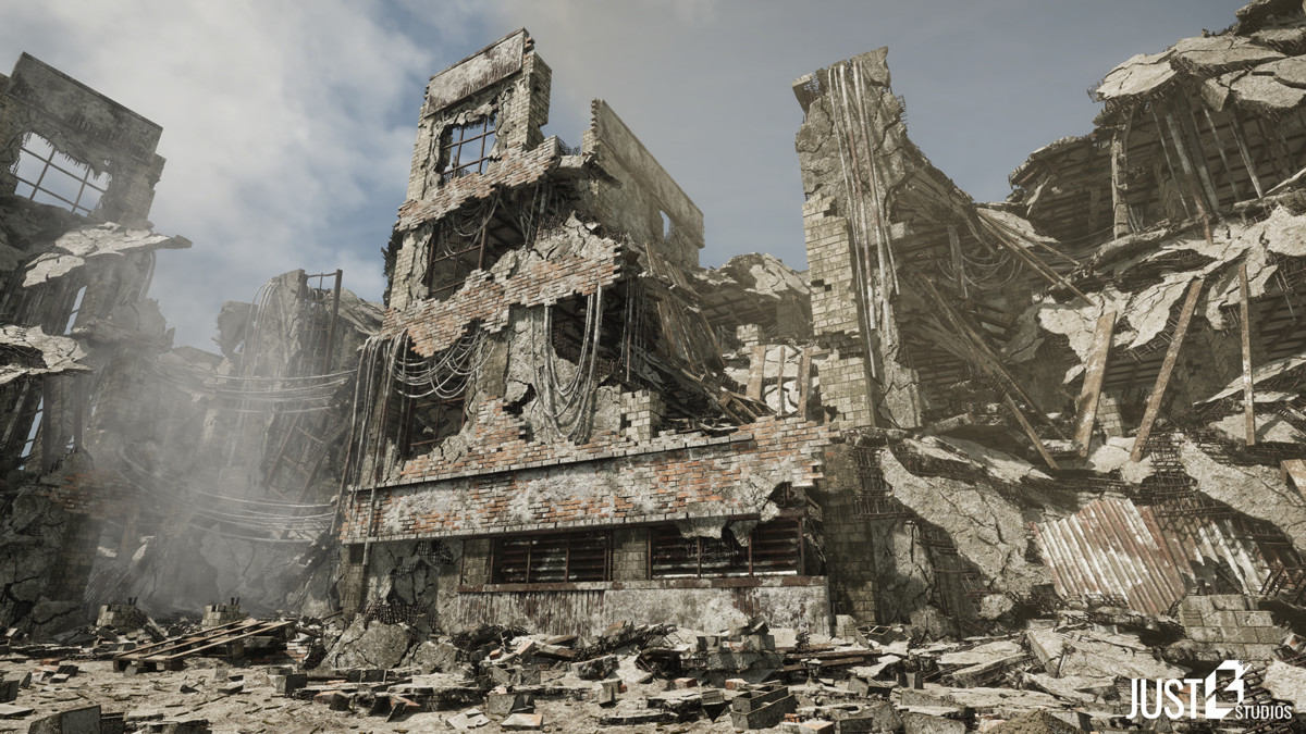 Modular Destruction Site Environment (Ruins,Destroyed,Buildings)