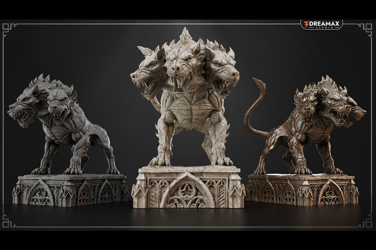 Hellhound Dungeon Statue – Dark Fantasy Guardian
