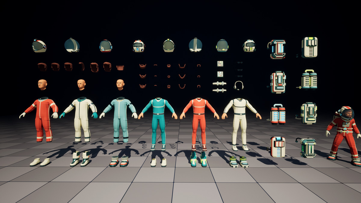 Astronaut modular low-poly stylized