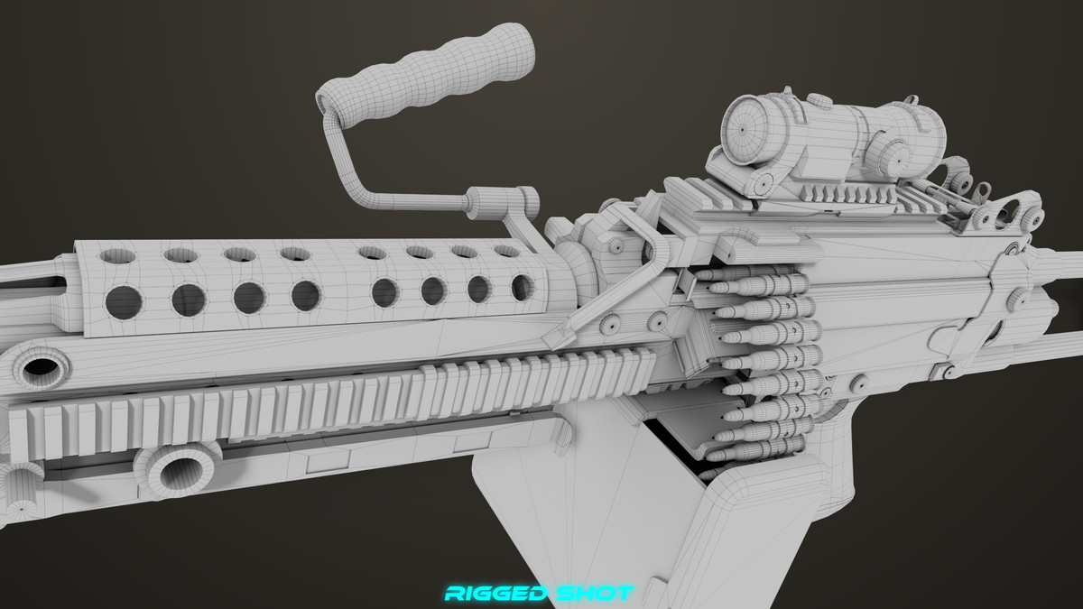 Machine Gun Sandal and Black Ammo Box URP HDRP Textures