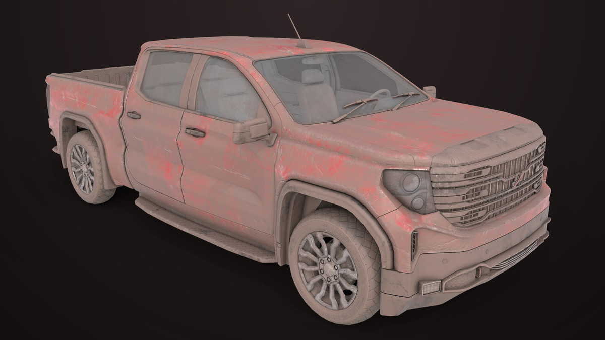 Pickup Truck 02 Red Dusty URP HDRP Textures