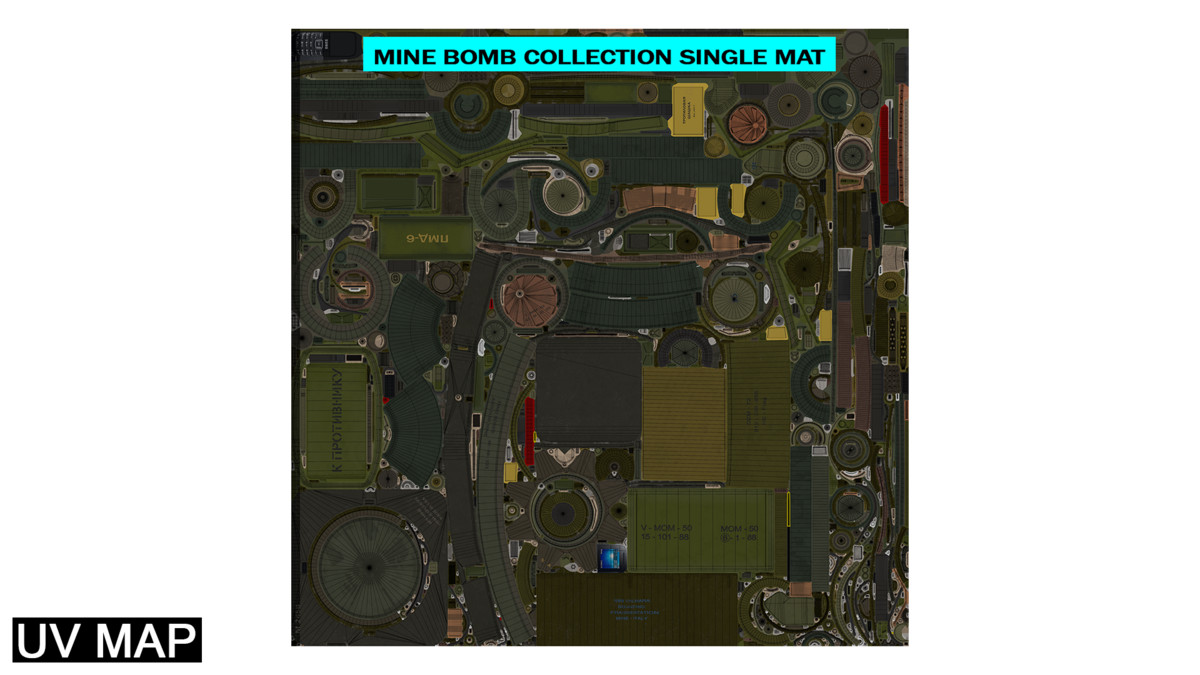 Mine Bomb Collection Single Mat HDRP URP Textures