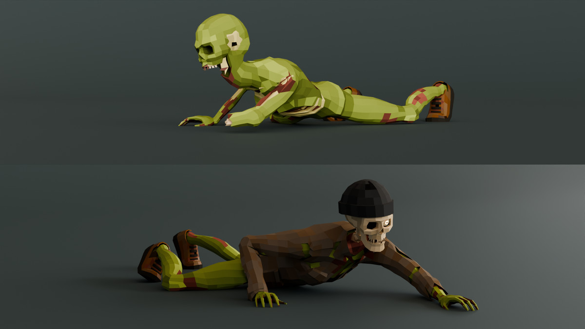 Zombie Man Modular Pack Low-Poly Stylized