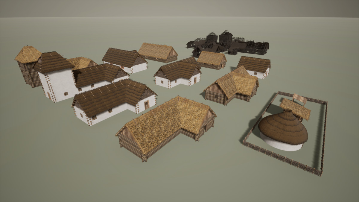 Medieval Modular Slavic Houses Building Kit (Plus Burnt versions)
