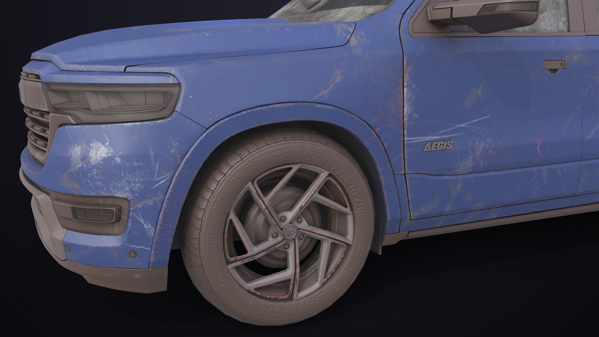 Pickup Truck 03 Blue Dusty URP HDRP Textures