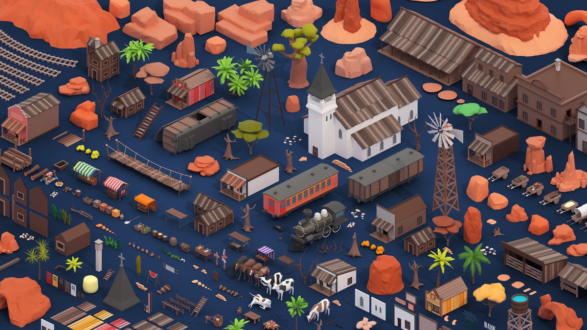 Wild West - Low Poly 3D Models Pack