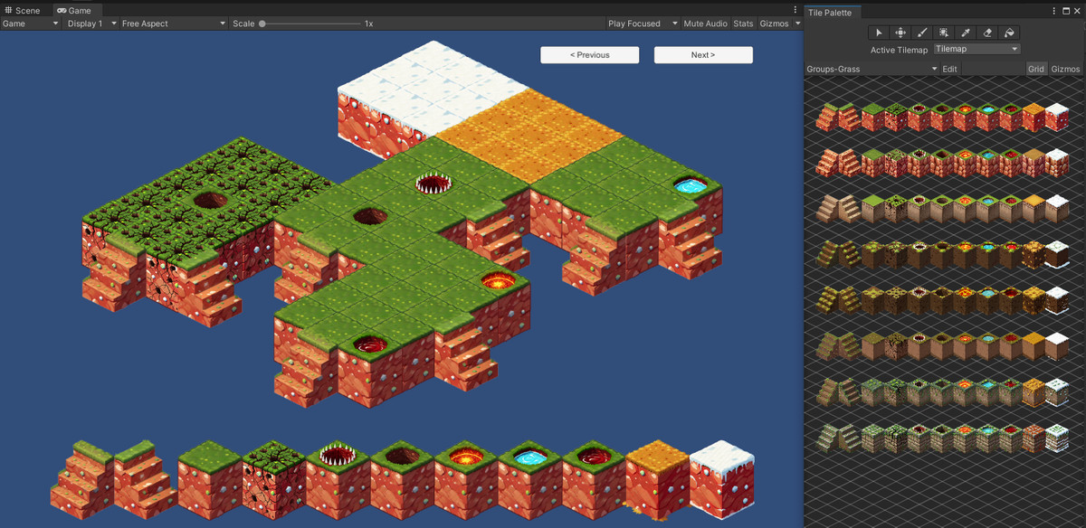 2D Isometric Modular Tileset – Grass & Lava