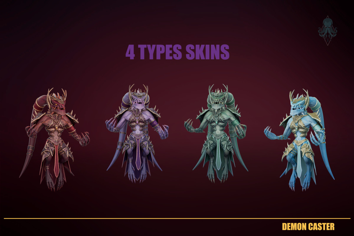 Stylized Modular Demon Caster Creature