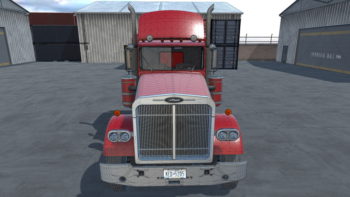 80s Semitruck dropdeck trailer