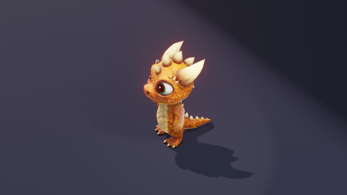 Cartoon Orange Dinosaur 3D Model (Low-Poly, Game-Ready, Animated, Built-In)