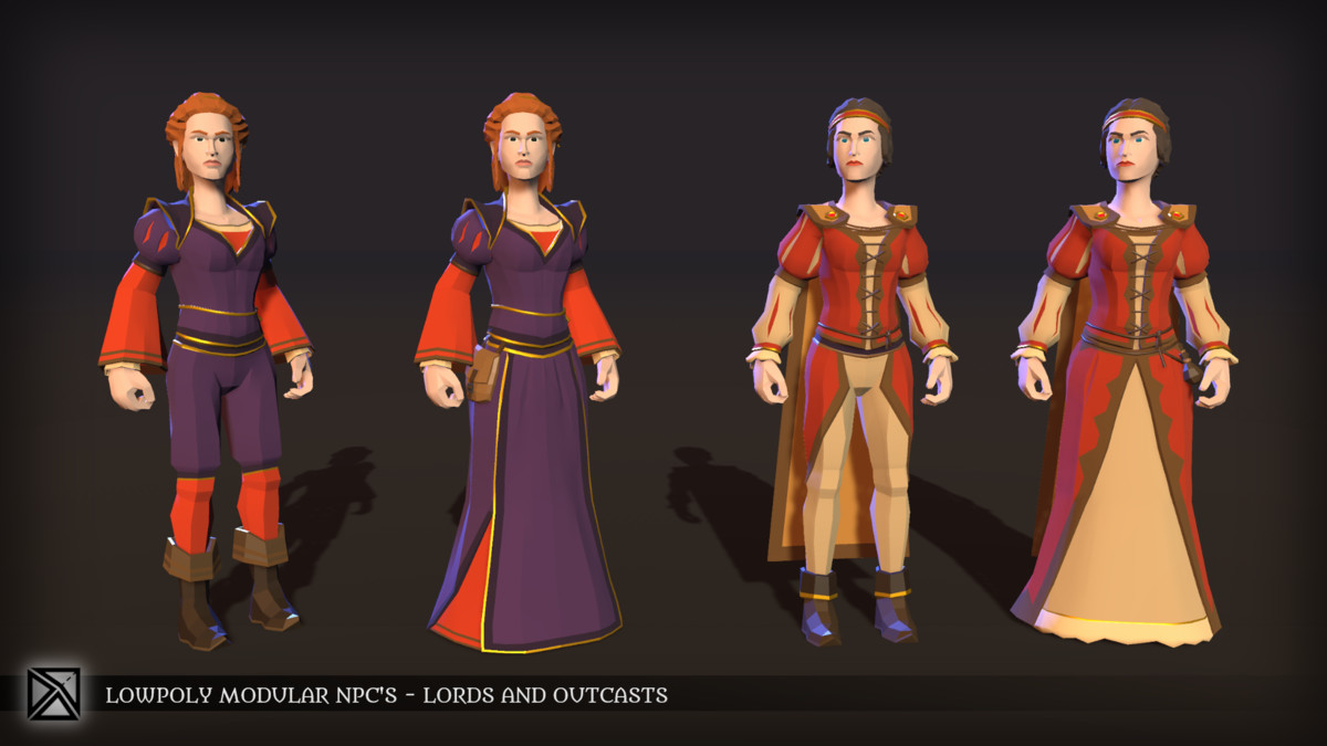 Low Poly Modular NPCs – Lords & Outcasts- LOWPOLY MEDIEVAL FANTASY SERIES