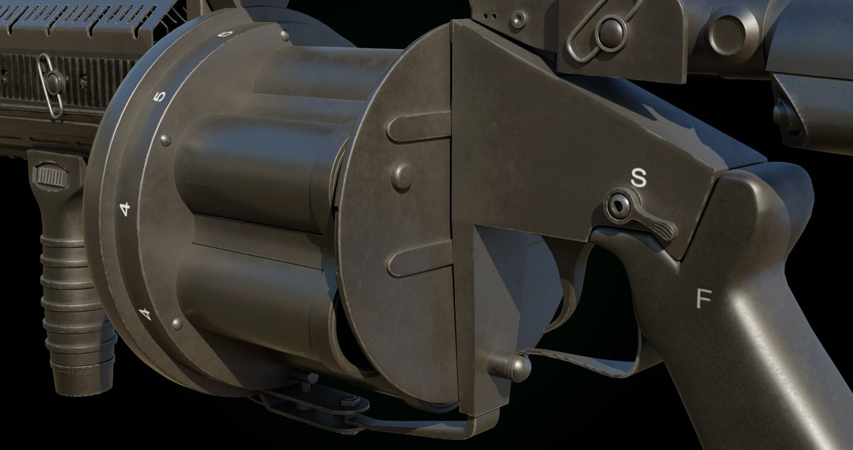Grenade Launcher 01 Black URP HDRP Textures