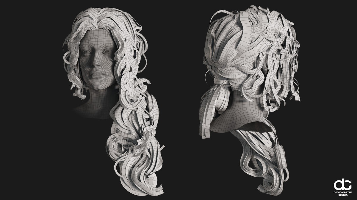 Realistic female hairstyles, pack #3 | Rigged hair, game-ready, low-poly