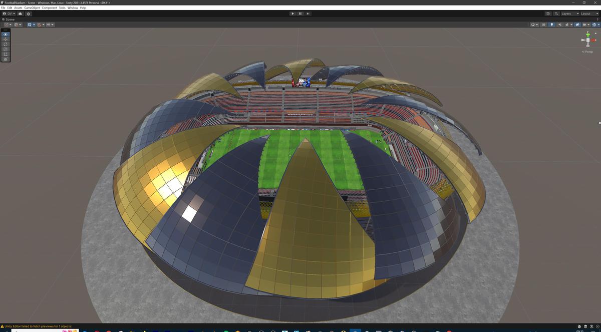 Modular Soccer Football Stadium Arena With 4 Roofs - Sport Environment 3d Level