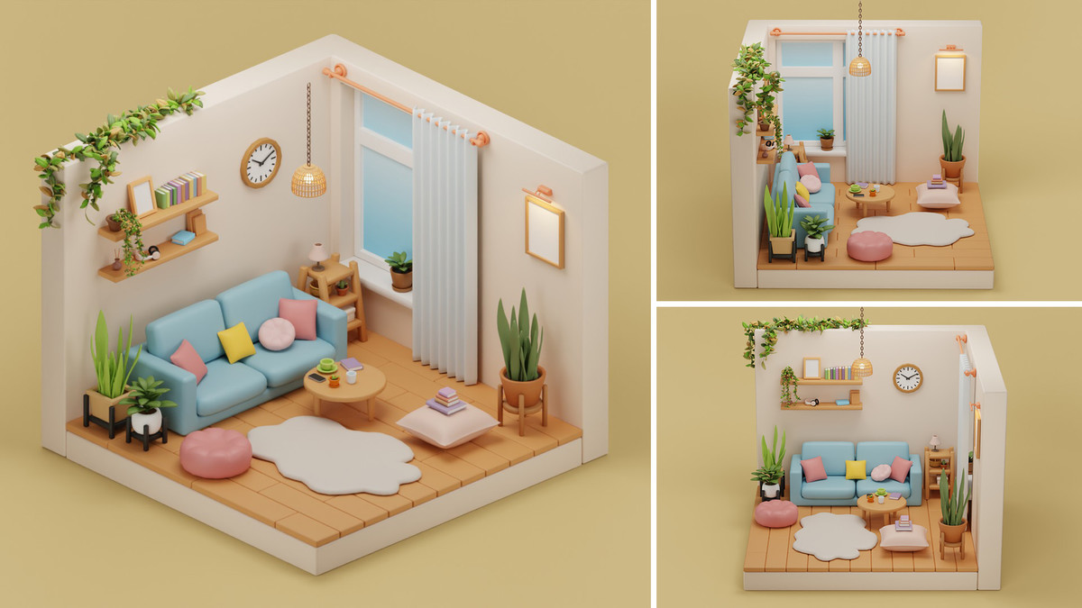 Cozy Room Props Bundle - Interior Props & Modular Parts 2