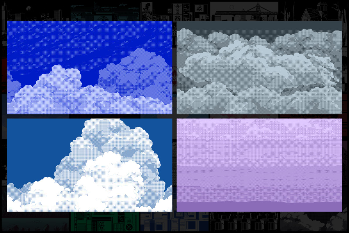 36 1-Bit Backgrounds Pixel Art