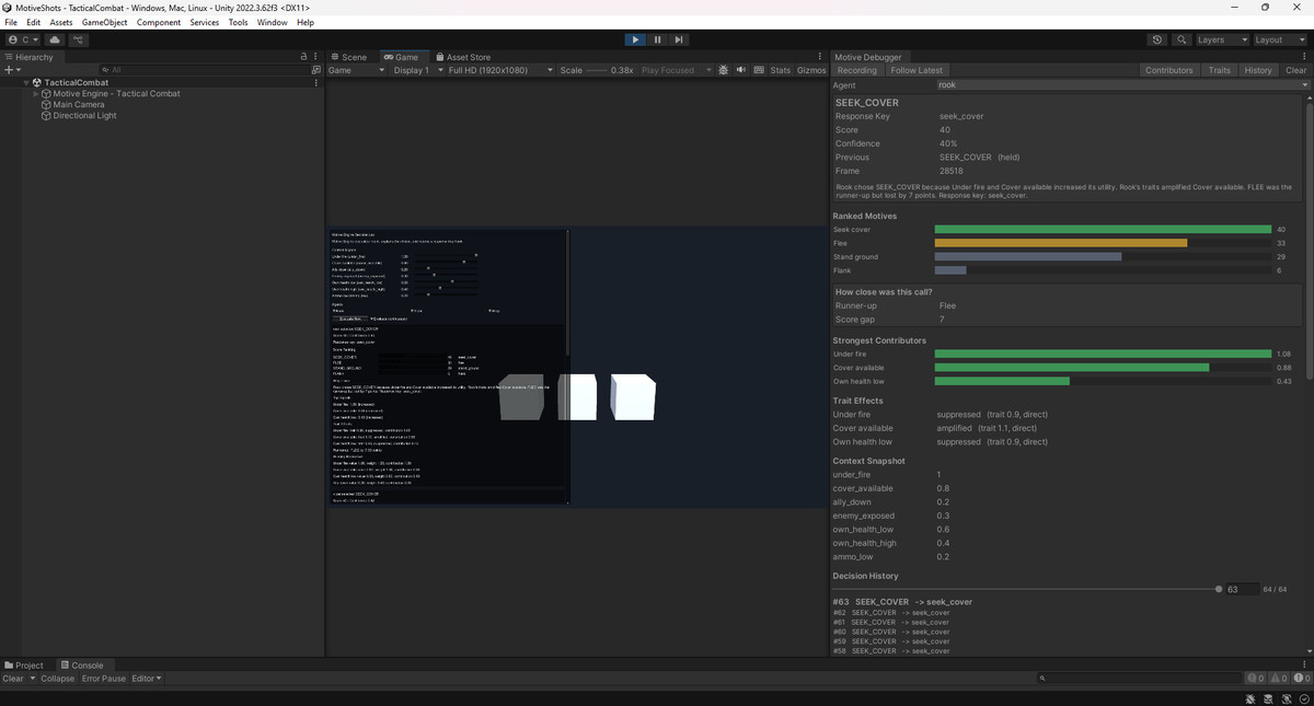 Motive Engine - Explainable AI Decisions for NPCs, Factions & Narrative