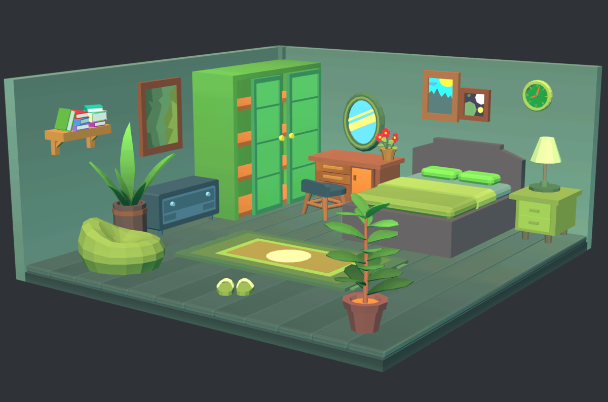 Cute Low Poly Furniture Pack - Colorful Interior Props