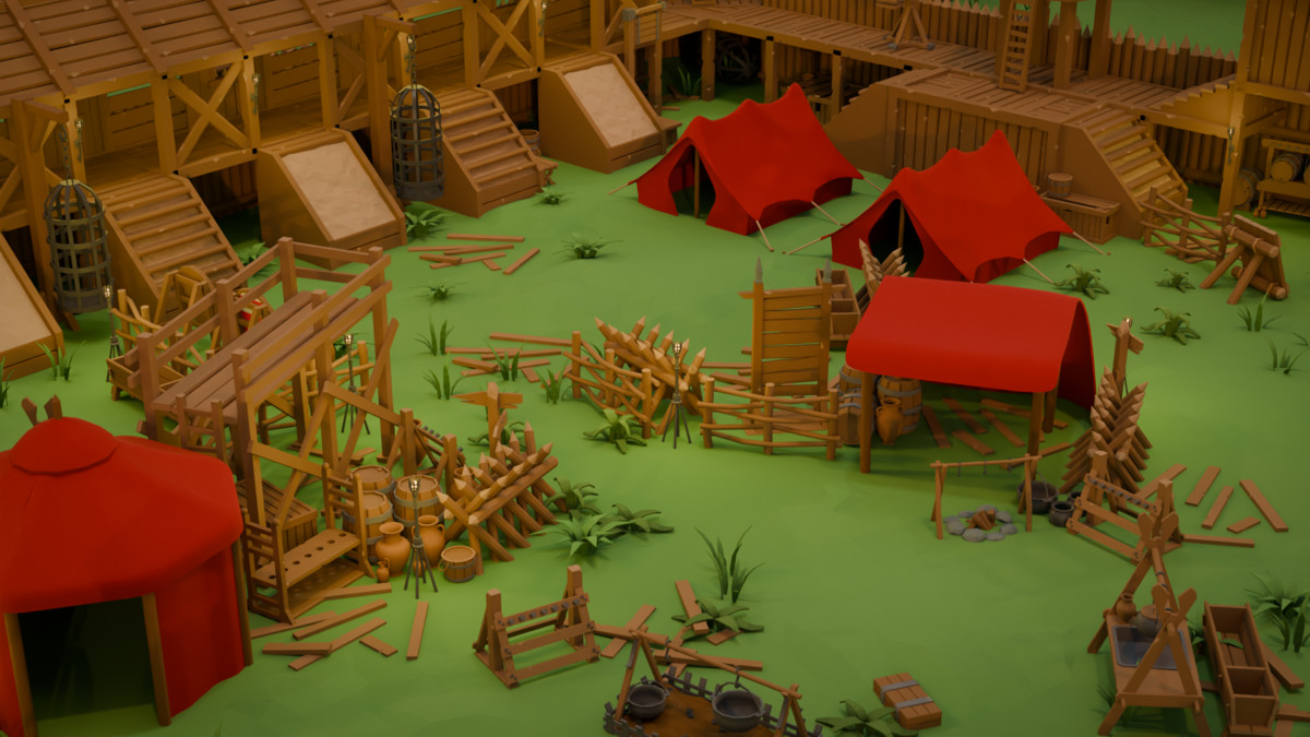 Modular Low Poly Medieval - Fort Kit