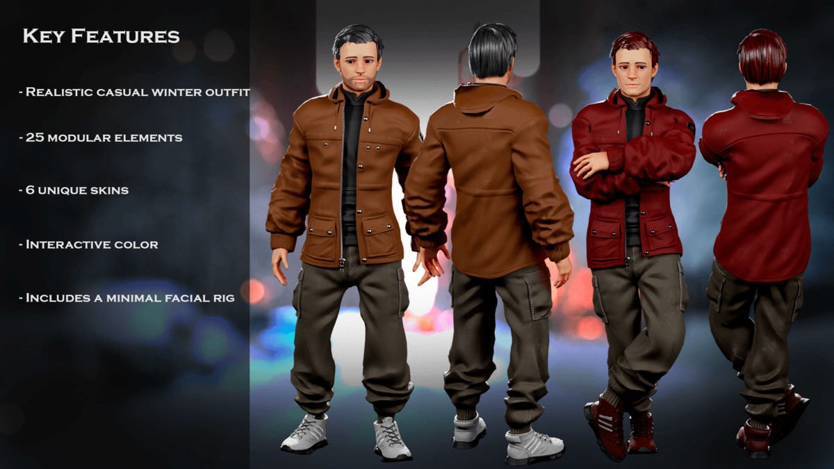 Streetwear Winter Guy – Modular Game Character