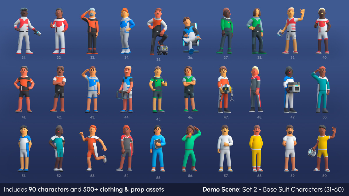 Astronaut Characters - Low Poly 3D Models Pack