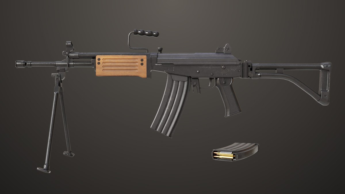 Machine Gun 13 Wood Handle URP HDRP Textures