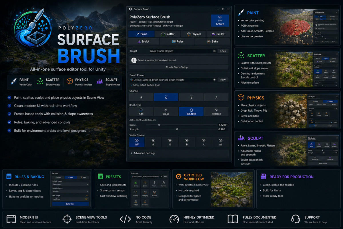 Surface Brush Studio — Paint, Scatter & Physics Placement