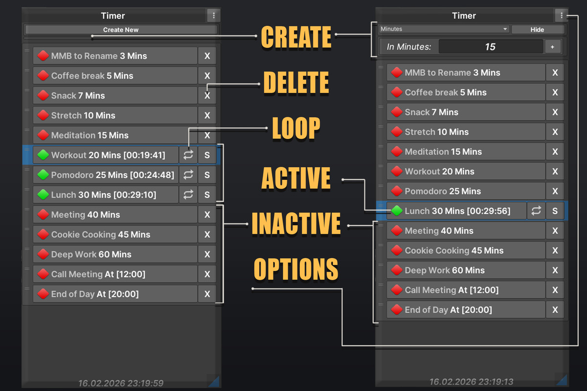 Editor Timer Pro. Smart One-Click Alarms & Compile Notification