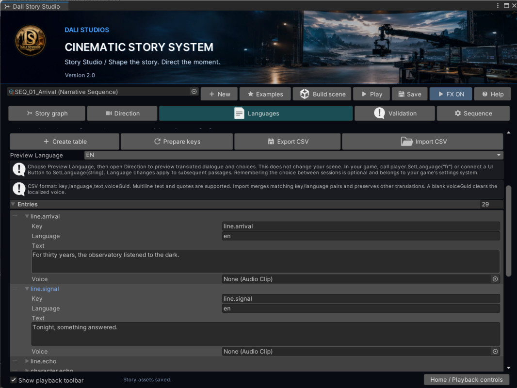 Dali Cinematic Story System
