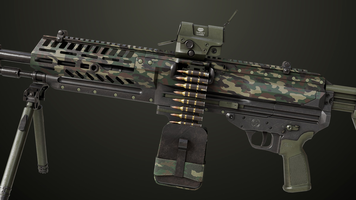 Machine Gun 14 Military Green URP HDRP Textures